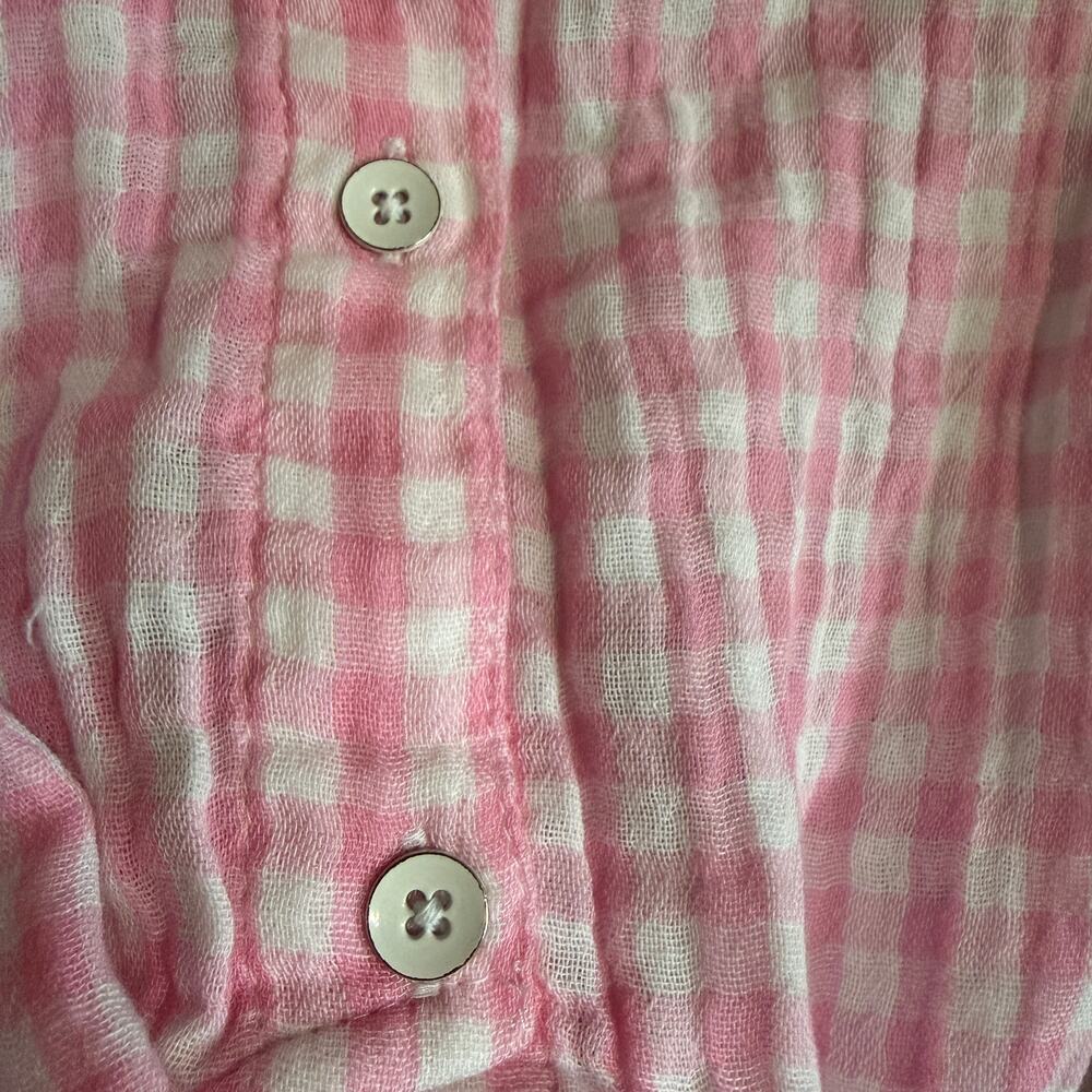 BeachLunchLounge Rose Pink Plaid Gauze Tie Front Shirt NWT Large - Picture 10 of 11